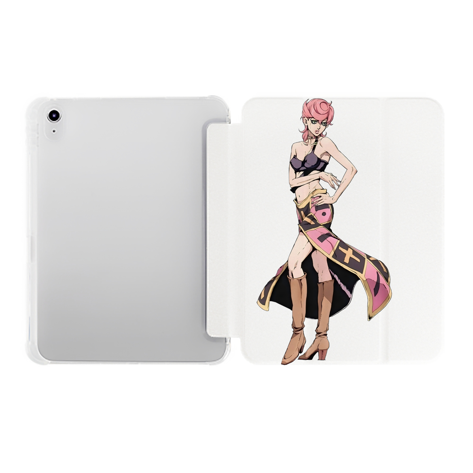 （画像用） ジョジョの奇妙な冒険 トリッシュ?ウナ JoJo's Bizarre Adventure Trish Una IPad ケース ペン収納付き 三つ折りスタンド PUレザー×シリコン 対応機種9.5/10.5/10.9インチ